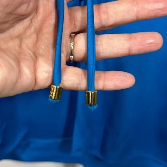 KARINA GRIMALDI Women's Lace Up Long Sleeve Blouse Blue Size Medium - Picture 5 of 9